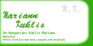 mariann kuklis business card